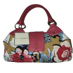 Sag Harbor Floral Satchel NWT Gorgeous Bag! Pink Beige Blue White Gray 15"HX15"W